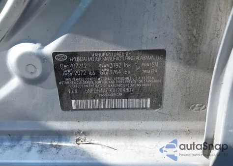 2013 Hyundai Elantra Gls z USA, uszkodzony, nr VIN 5NPDH4AE9DH264807